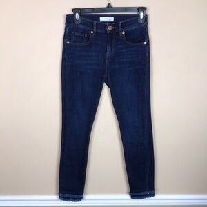 ❌SOLD❌LOFT Women’s Modern Skinny Fringe Hem Dark Wash Denim Jeans